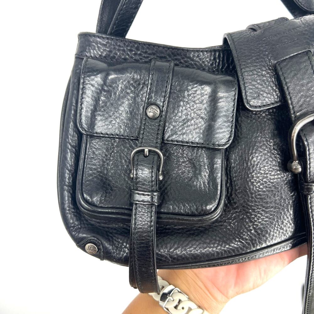 Burberry Prorsum Runway Cinda Black Full Leather Moto Pocket Purse Crossbody Bag - Picture 10 of 16